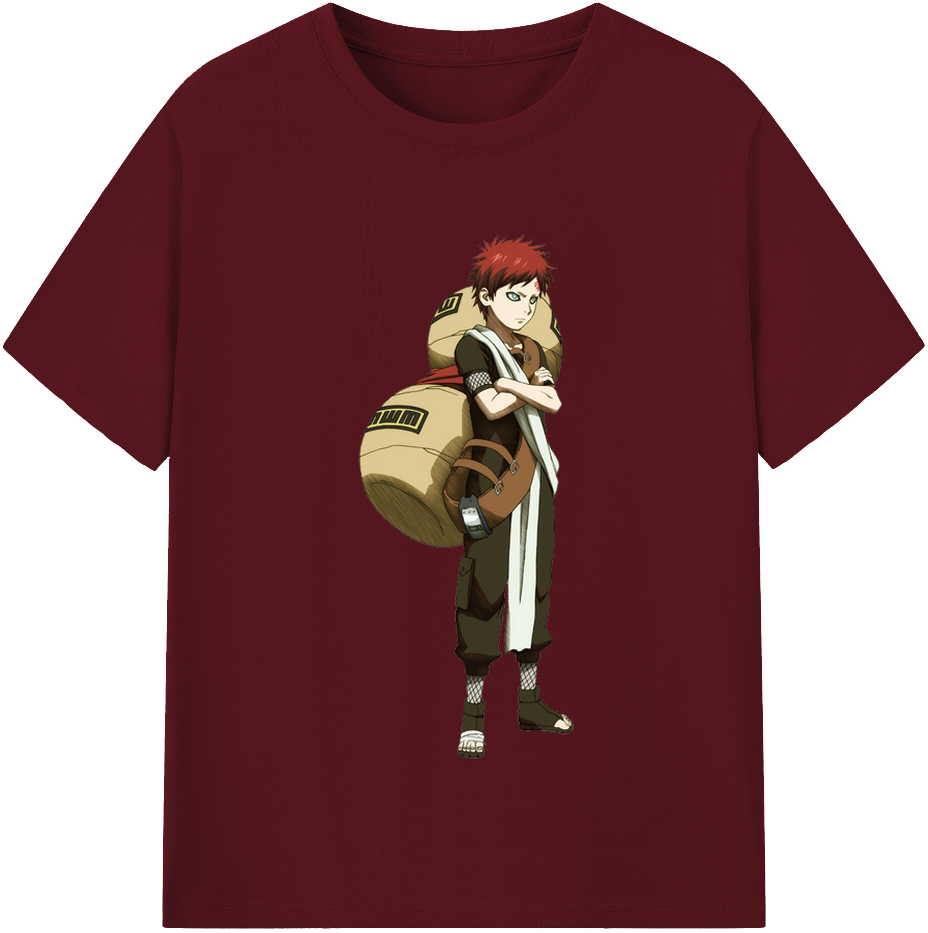 （画像用） NARUTO -ナルト- ガアラ Gaara 綿100％半袖Tシャツ（フロントプリント）